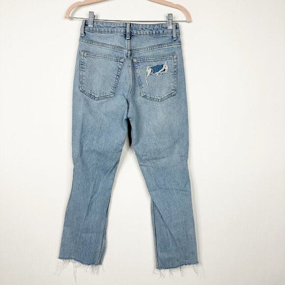 2/$30 Topshop Straight Leg Jeans High Rise Ankle Crop Distressed Light W26 #9242 - Picture 5 of 9